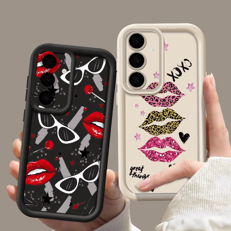 Moderne Kiss Lips Print Hülle für Samsung A57 A37 A27 A17 S26 Ultra S25 FE A56 A36 A26 A16 A55 A35 A25 A54 5G S21 S22 S23 S24 Plus Stoßfeste Abdeckung