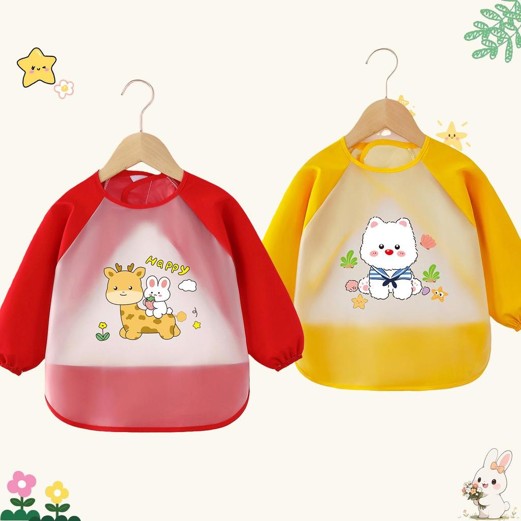 Wasser- und fleckenabweisendes, wendbares Langarm-Baby-Lätzchen zum Essen.