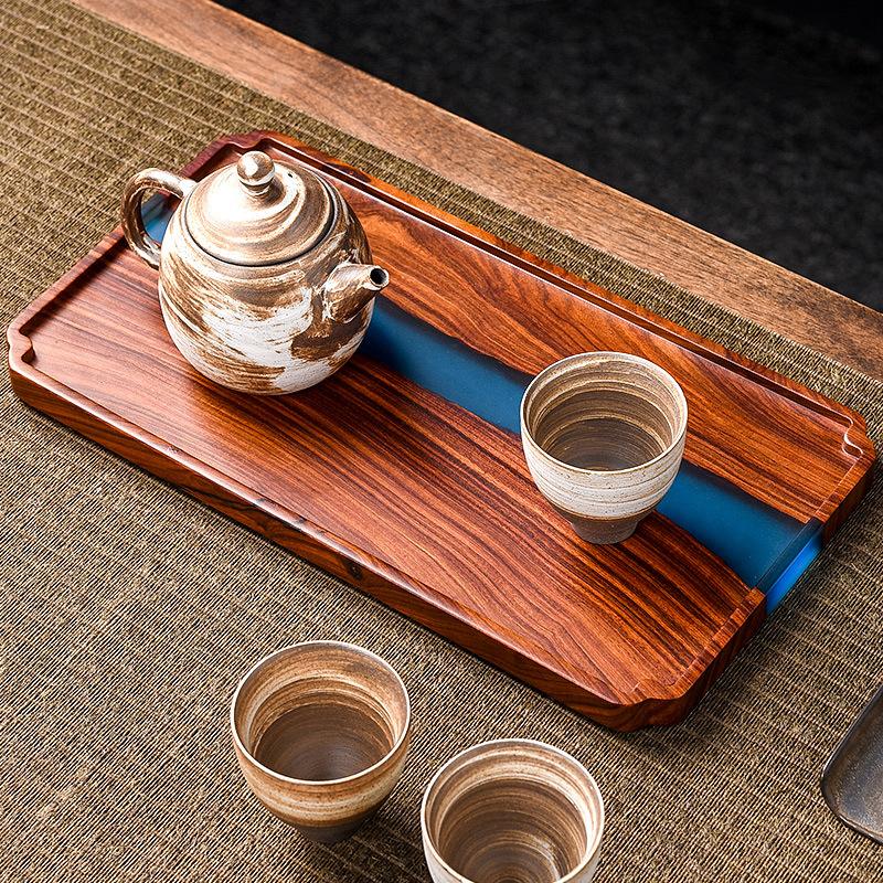 Wooden Tea Tray High-grade Epoxy Resin Retro Tea Table Household Small Dry Bubble Tray Tray Snack Snack Tray