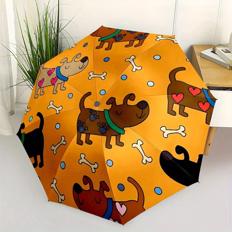 1pc Dogs Pattern Automatic Open/Close Umbrella, Umbrella with cartoon Design, Portable Compact Umbrella for Men & Women, Good Holiday Gift y