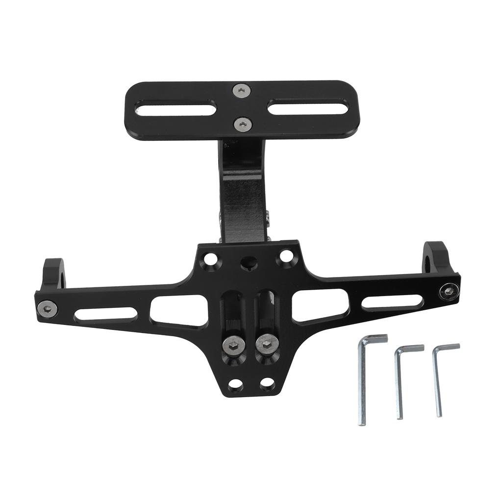 Motorcycle License Plate Bracket CNC Aluminium Alloy Universal Adjustable Motorcycle License Plate Holder Black