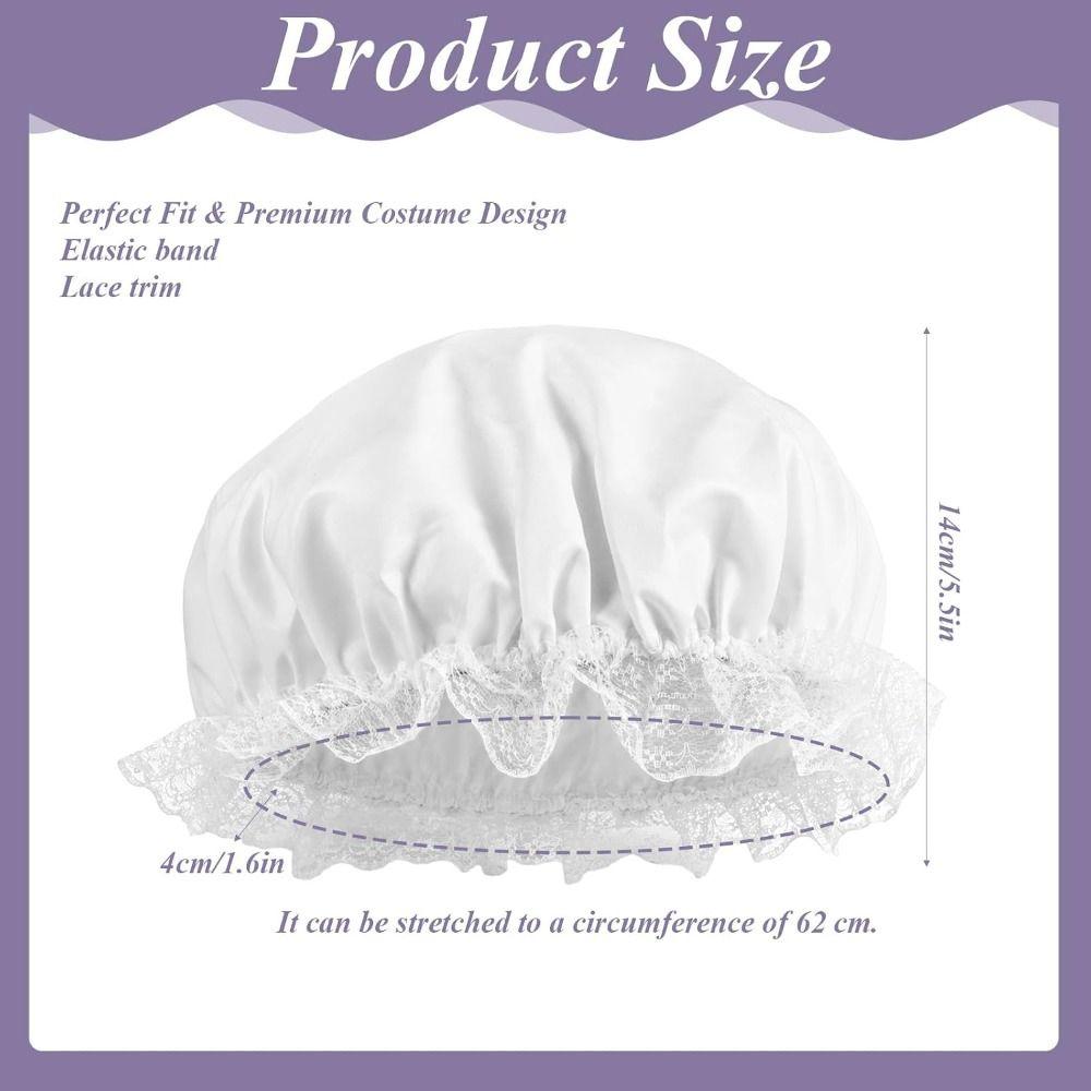 Ruffled Brim Mob Cap Lace Trim Lace Bonnet Fashion Colonial Bonnet  Costume Parties