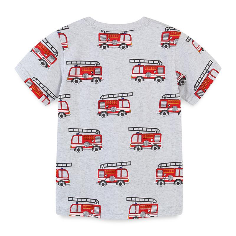 Kurzärmliges T-Shirt mit Rundhalsausschnitt und Cartoon-Motiv im europäischen und amerikanischen Stil für Jungen – Neu im Sommer