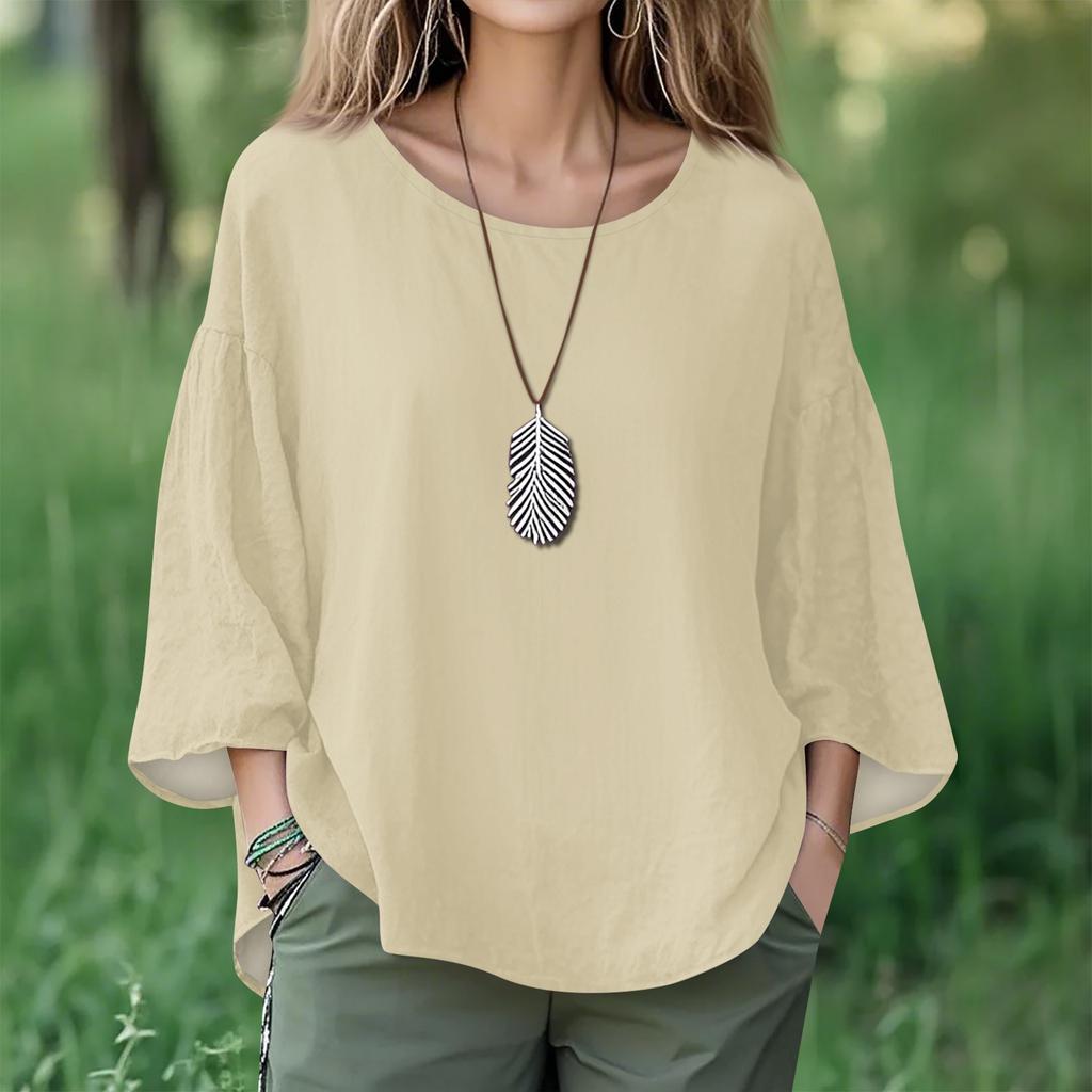 Summer Tops For Women Cute V Neck 3/4 Sleeve Blouses Floral Print Top Casual Shirts