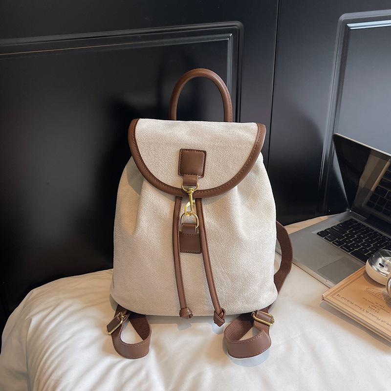 2025 Retro Wildleder Koreanischer Influencer-Stil Damenrucksack - Große Kapazität College- & Reisetasche