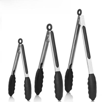 Stainless Steel BBQ Clips Set - 9" & 12" Food Tongs with Silicone Tips for Buffet and Kitchen Use