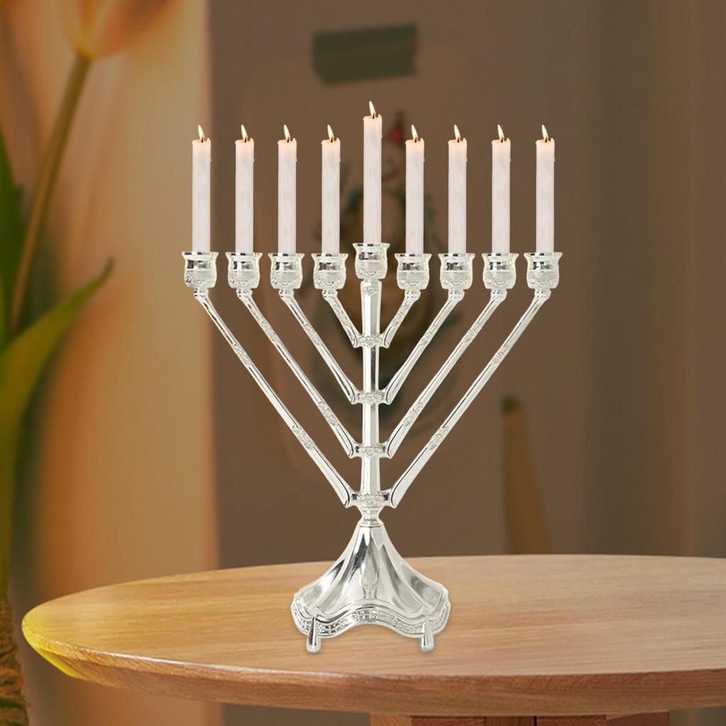 Vintage Design Hanukkah Menorah with 9 Arms Chanukah Decoration Traditional for Home Altar Versatile Accessory 26.5x24cm