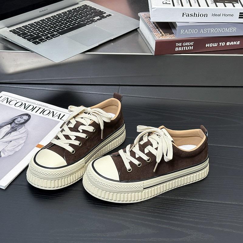 Maillard platform biscuit canvas shoes women's new versatile niche casual flat skateboard shoes
