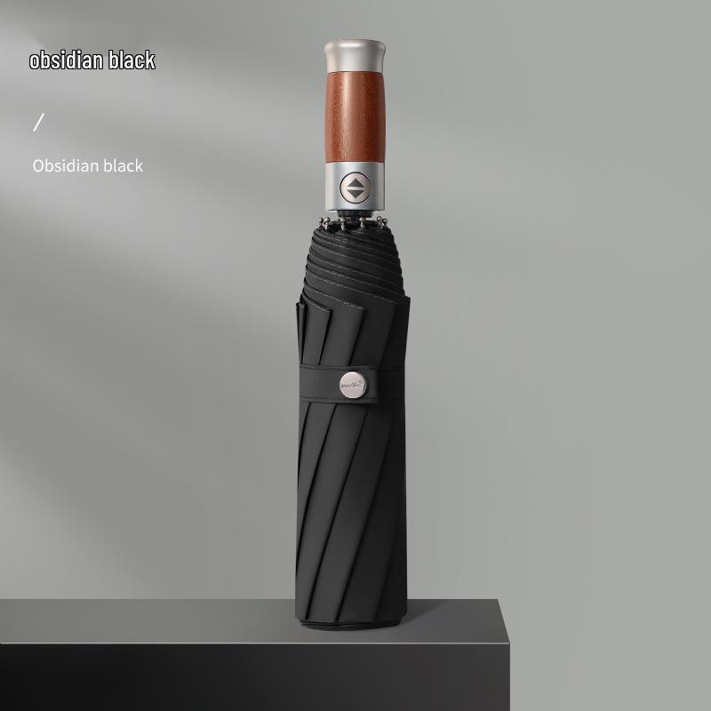 60-Rib Automatic Women's Umbrella with Black UV Protection for Sun & Rain, Customizable and Portable.