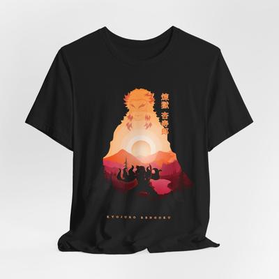 Rengoku Silhouette T-Shirt Mens Womens Tees Top Tee Tops, Demon Slayer Graphic Shirt, Japanese Anime Art, Unisex
