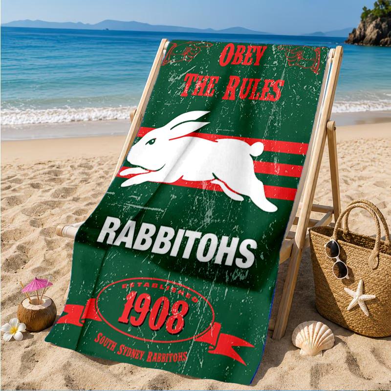 Nrl Rabbit Artwork Design Beach Towel, Quick-drying, Easy to Care for, Suitable for Both Fitness and Beach Vacations,Sports Essential