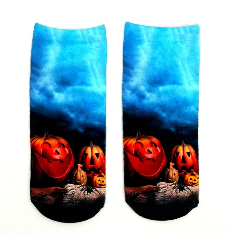 Halloween Cartoon Pumpkin Witch for Cat 3D Printed Short Ankle Socks Gift for Wo