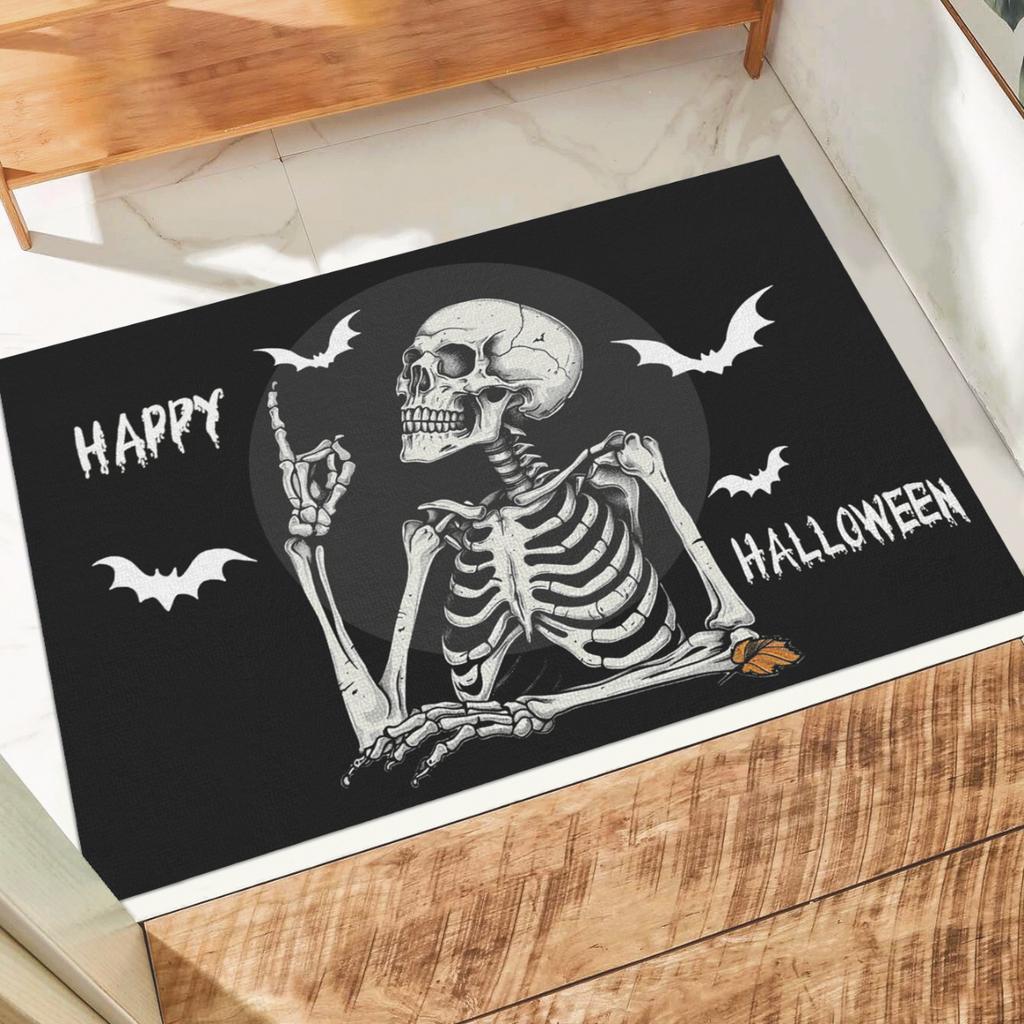Halloween Floor Mats Skull Diatomaceous Earth Carpet Home Bathroom Floor Mats Undead Style Non-Slip Mats