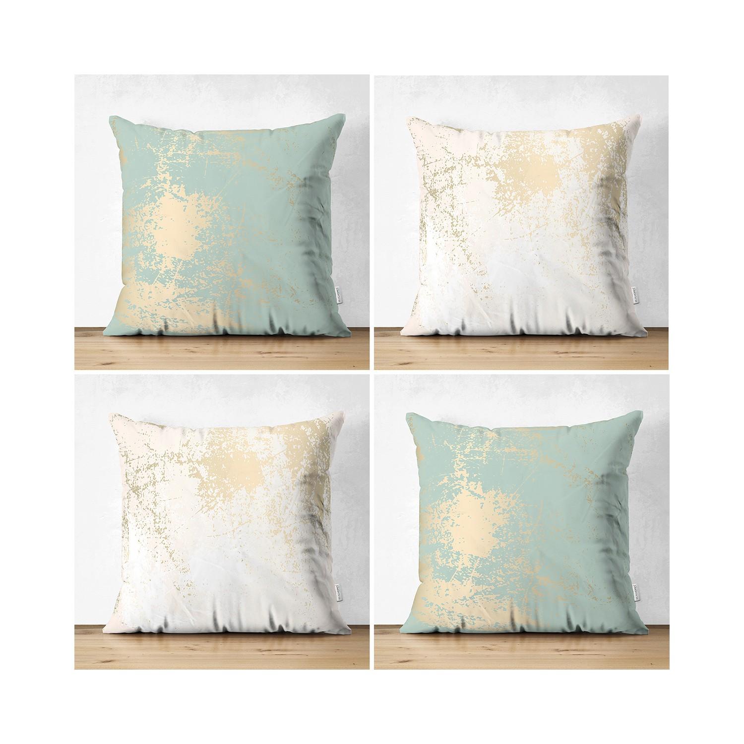 

Набор из 4 двухсторонних цветных фоновых золотых подробных мраморных узорчатых современных замшевых наволочек