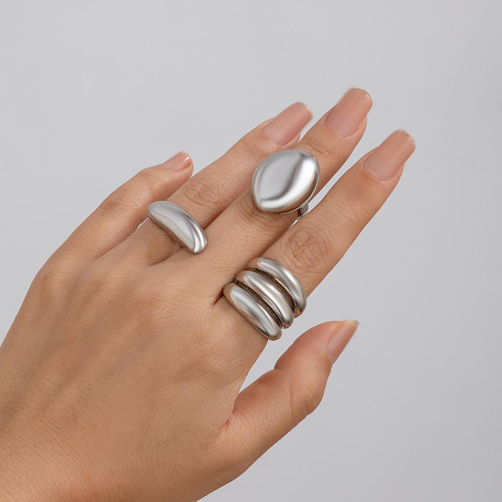 Design Sense Geometric Ring Niche Open Ring Index Finger Ring Lava Metal Style Arc Ring