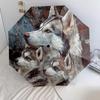 Three Wolves  Pattern, Automatic Folding Umbrella, Portable and Foldable Design, 8 Ribs, a Christmas or Birthday Gift.