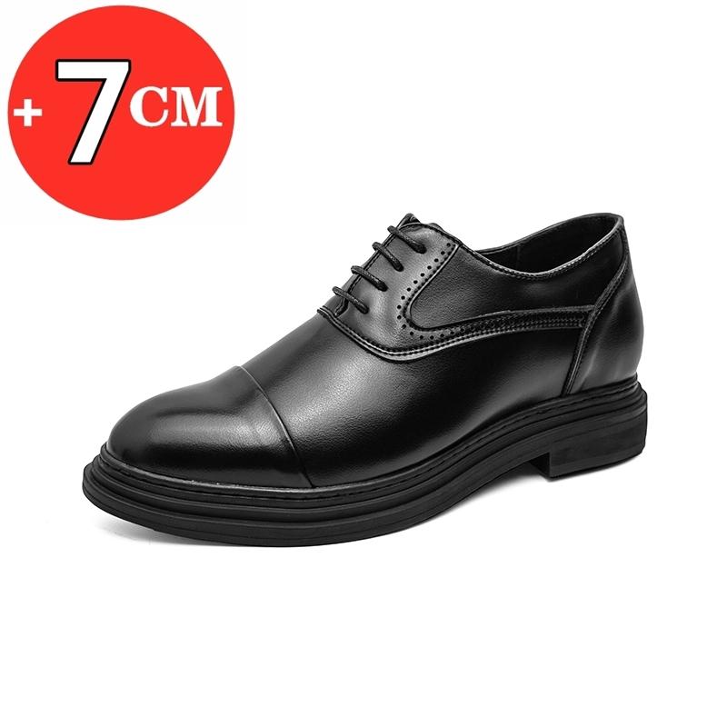 

Fashion FUQIAO 7cm Elevator Shoes Men Dress Heightening Leather Men Formal Shoes Brogue Business Wedding Men Oxfords Suit Shoes 38 чёрный