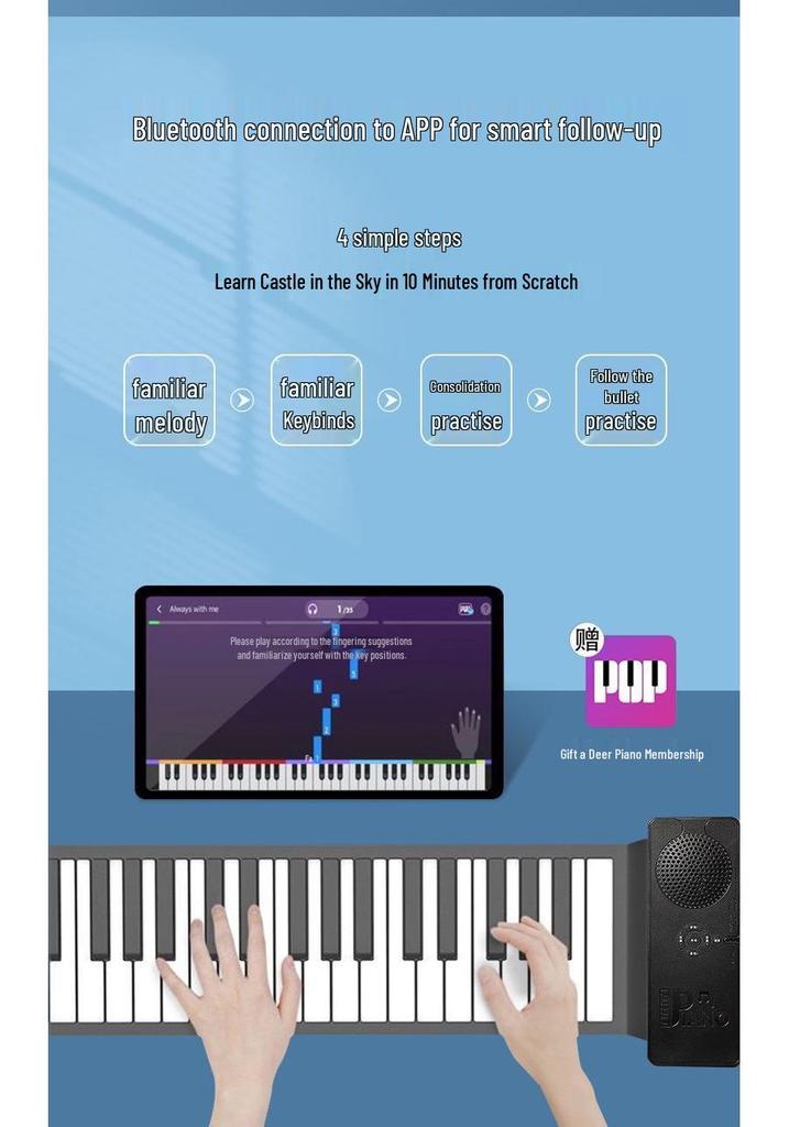 Smart 88-Key Foldable Electronic Piano Keyboard for Beginners - Portable and Multifunctional