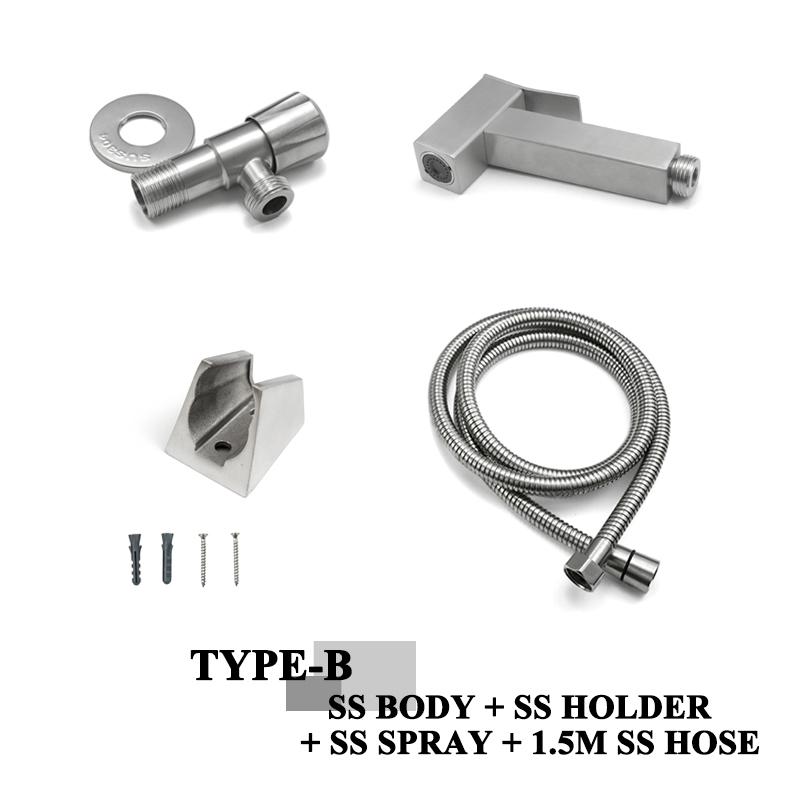 Gebürsteter tragbarer Bidet-Sprayer 304 Edelstahl WC-Bidet-Armatur Kaltes Badezimmer Shattaf-Ventil Jet-Set Einlaufdusche für Po