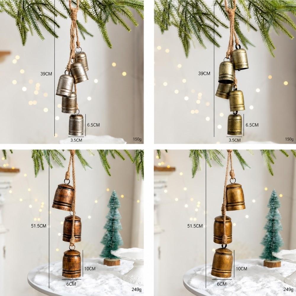 Jute Rope Metal Bell Pendant Iron Vintage Bell Charm New Xmas Bell Hanger Wreath Accessory