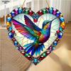 Bohemian Style Hummingbird Heart Catcher - Wall-Mounted Art with Stained Glass Effect, No Electricity Required, Perfect for 11 Festive Occasions, Nurs