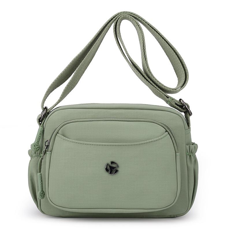 Solid Color Mobile Phone Bag Messenger Bag Small Bag Nylon Simple Middle and Old Trend Multi-layer Zipper Shoulder Bag Change Bag