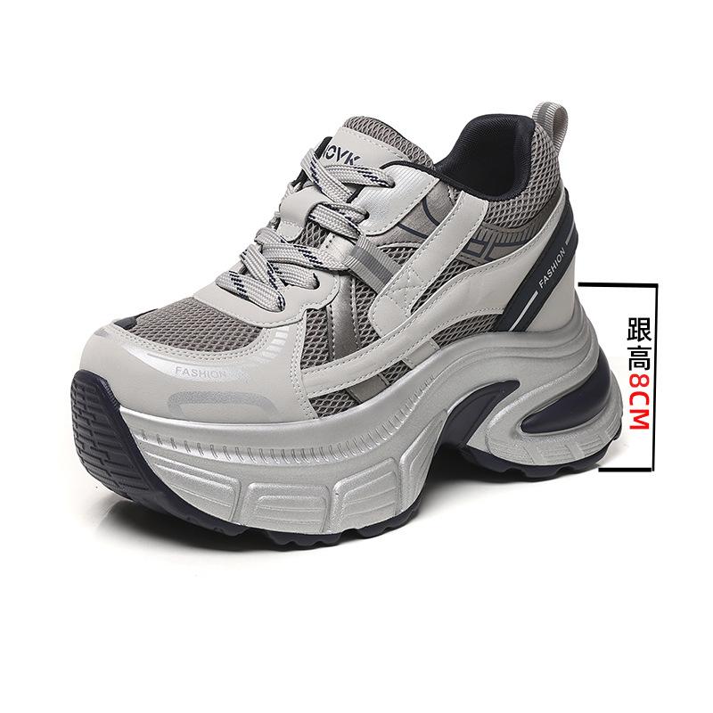 Thick-soled Heightening Shoes Women's Spring and Summer New Mesh Casual Sports Shoes Versatile and Showing Feet Small Single Shoes