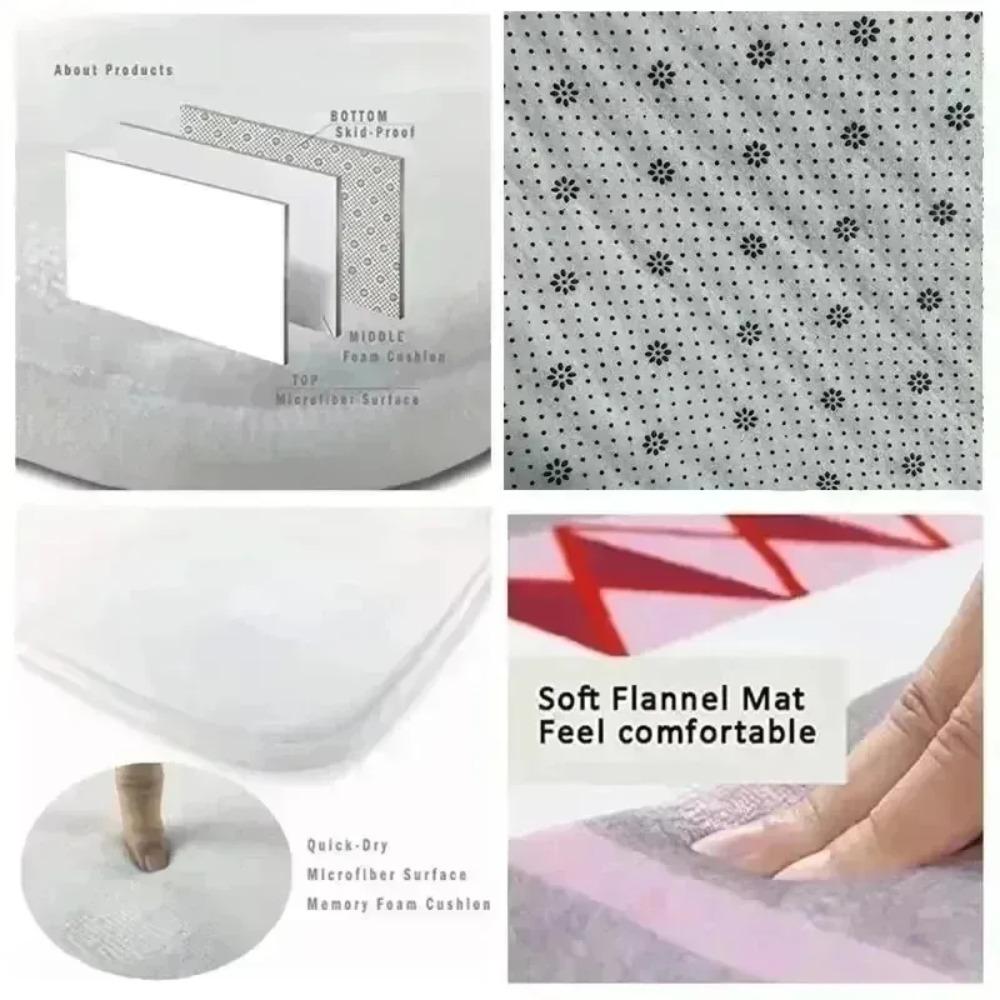 Carpet Mat Non-Slip 3D Stone Flame Illusion Area Rug Non-Slip Backing for Living Room Bathroom Camping Floor Mat Home Decor Mat