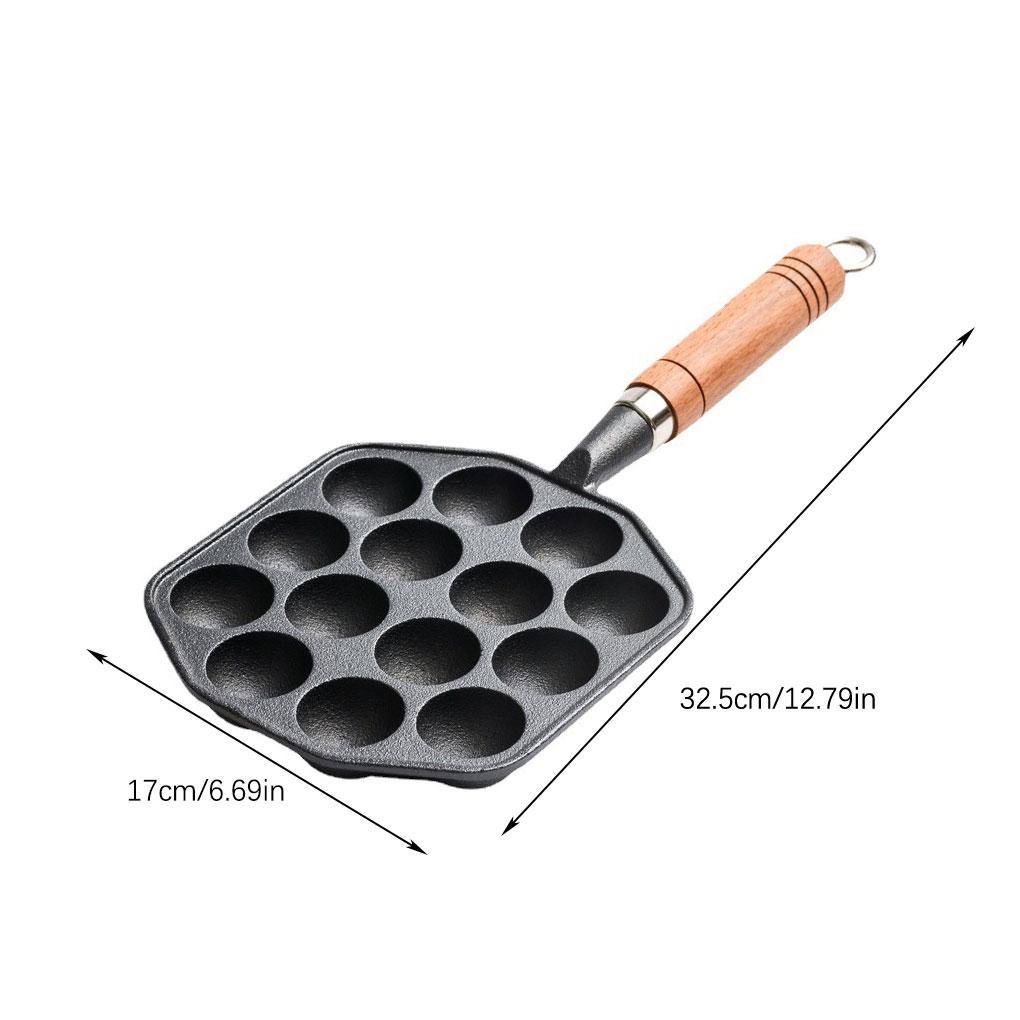 Takoyaki Frying Pan 12 Cavities Multi-functional Sturdy Iron Round Barbecue Plate Wear-Resistant Cooking Tools Home Supplies