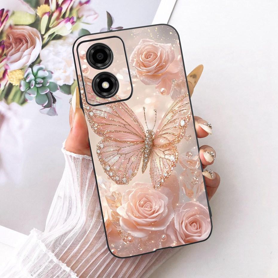 Cute Printing Phone Case For Motorola Moto E14 Soft Black Silicone TPU Cases For Moto E14 Covers Bumpers