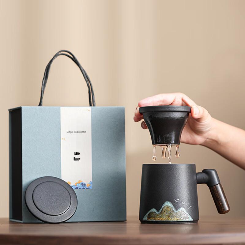 Yipan Ceramic Tea Set with Mountain Bird Mug