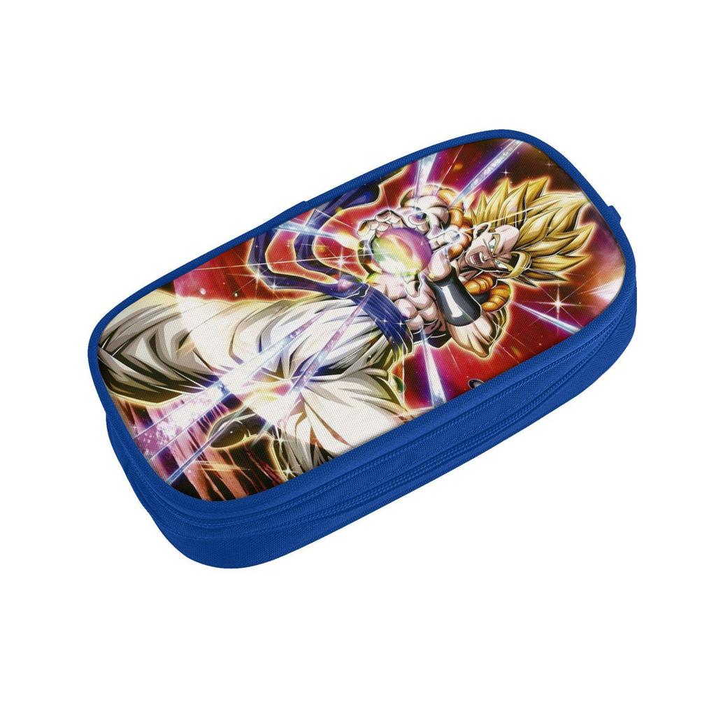 Dragon Ball Blue Double-Layer Pencil Case for Students, Goku Merchandise, Large Capacity, Wear-Resistant.
