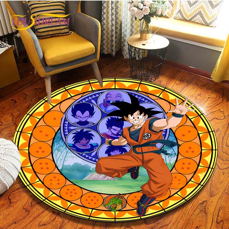 Anime Dragon Ball Goku Round Carpet  Living Room Non-slip Chair 3d Carpet Home Decor Tapis Salon Rugs Mats