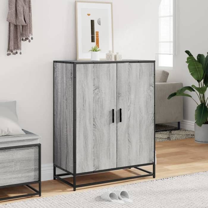VidaXL Shoe Cabinet Sonoma Grey Engineered Wood and Metal 3300868