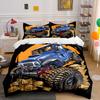 Blue Modified Off-road Car Climbing Rocks Print Bedding Set 1 Duvet Cover 2 Pillowcases for Adult and Children Luxury Gift