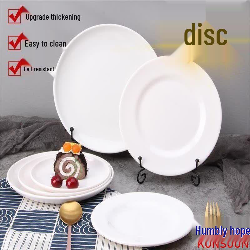 Qianxing White Melamine Deep Round Dinner Plates