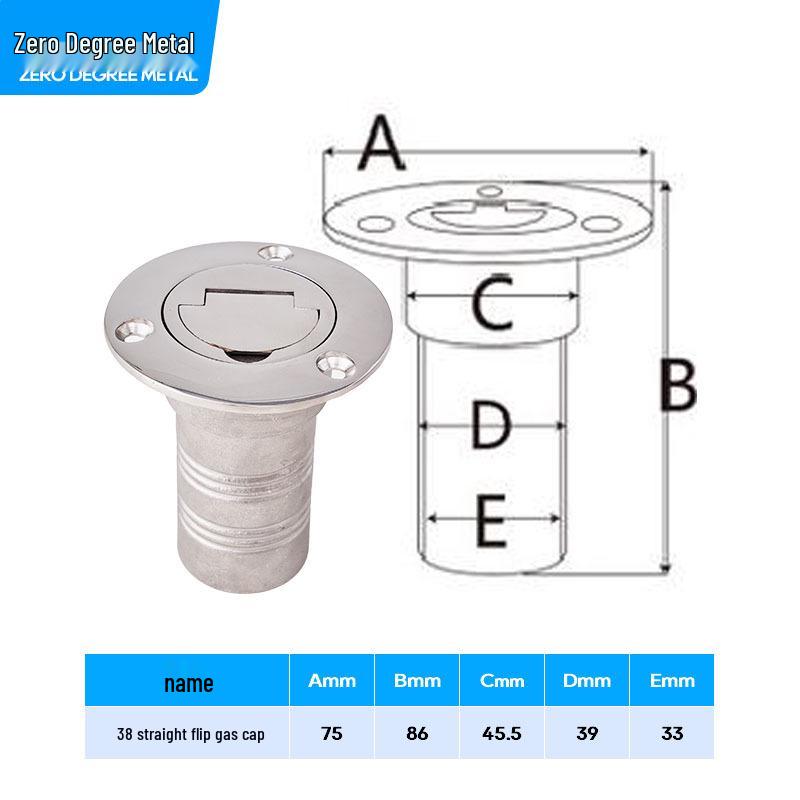 316 Stainless Steel Flip-Up Marine Fuel & Water Tank Cap