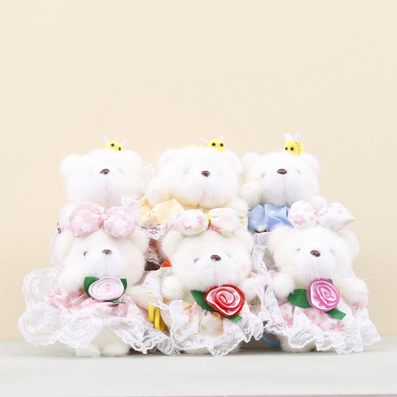 Cute Rose Bear Plush Keychain With Pp Cotton Filling For Girls Bags And Decor