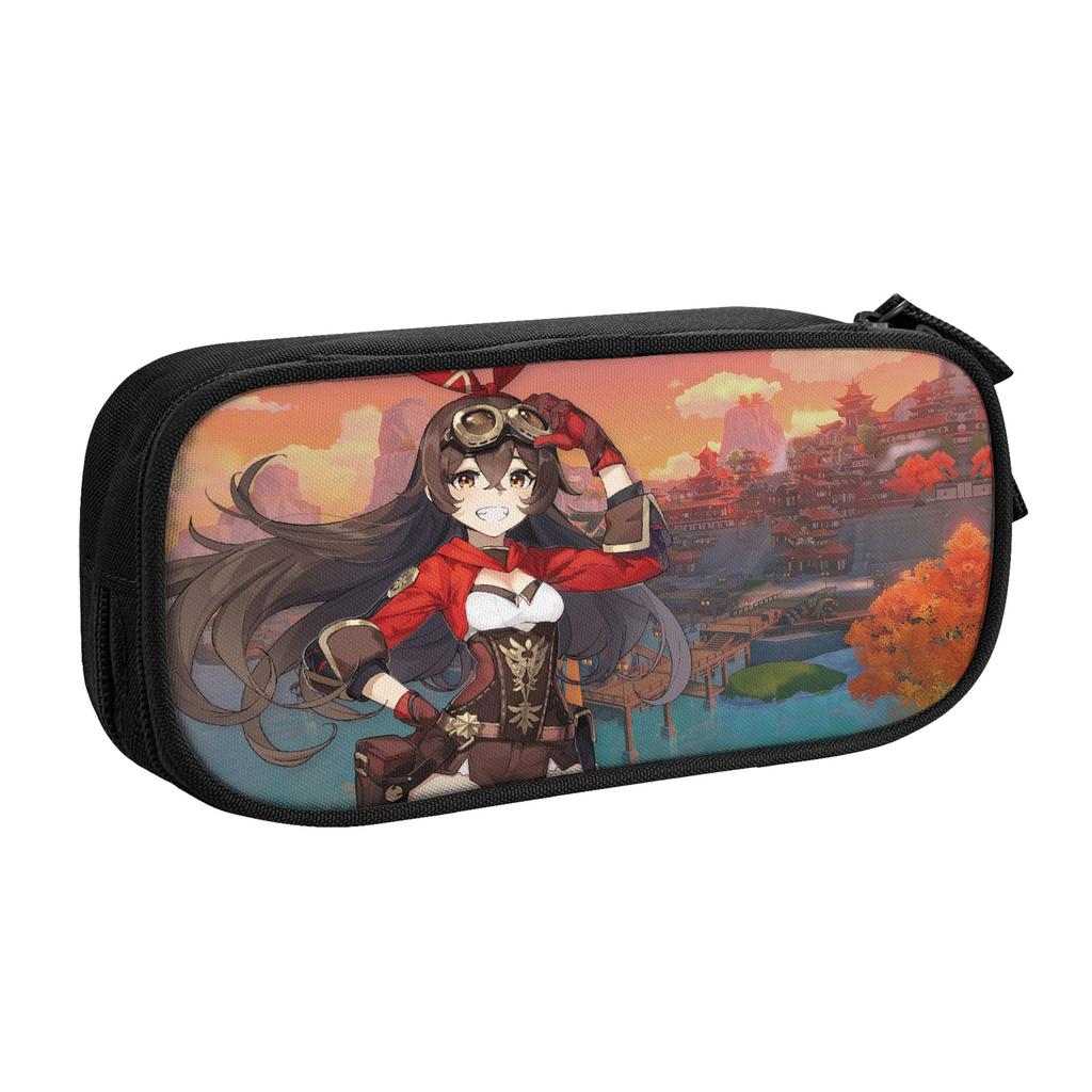 Genshin Online Games Pencil Cases Watercolor Anime Manga Pencilcases Pen Holder Student Big Capacity Bag School Gifts Stationery