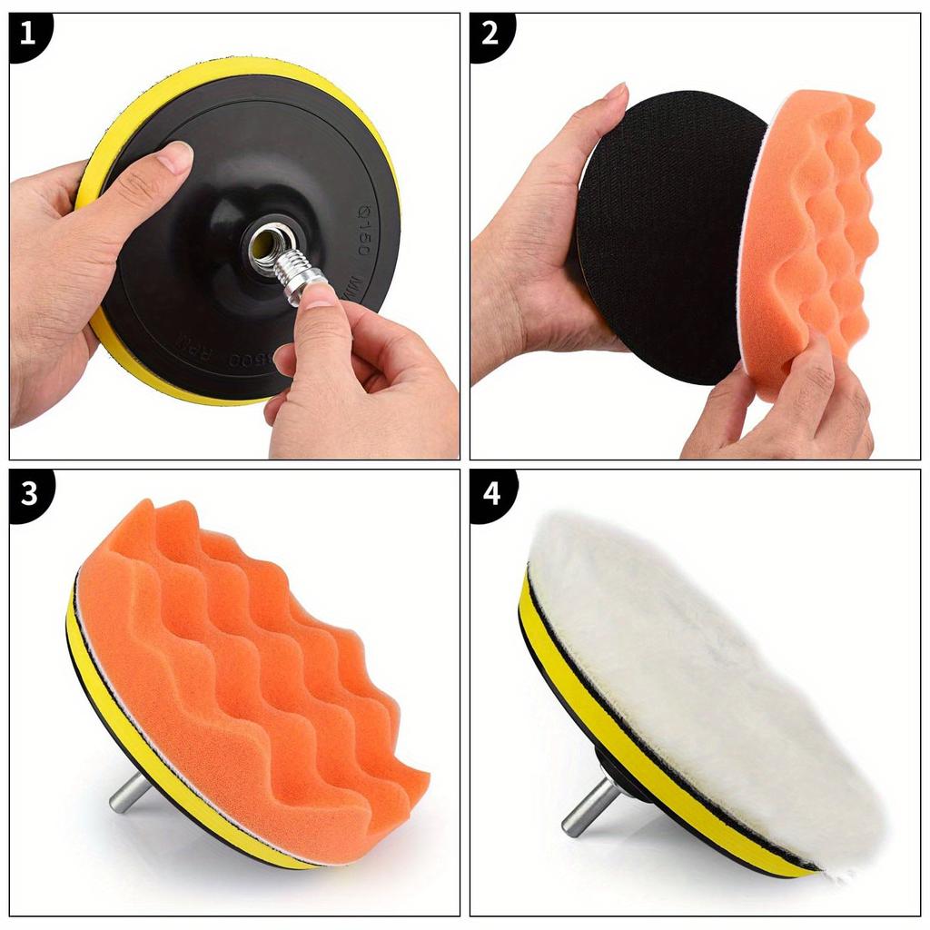 11Pcs Kit 3-Inch Buffing Pad Car Foam Drill Sponge Wool Polishing Pads Car Buffer Polisher for Sanding, Waxing, Sealing Glaze