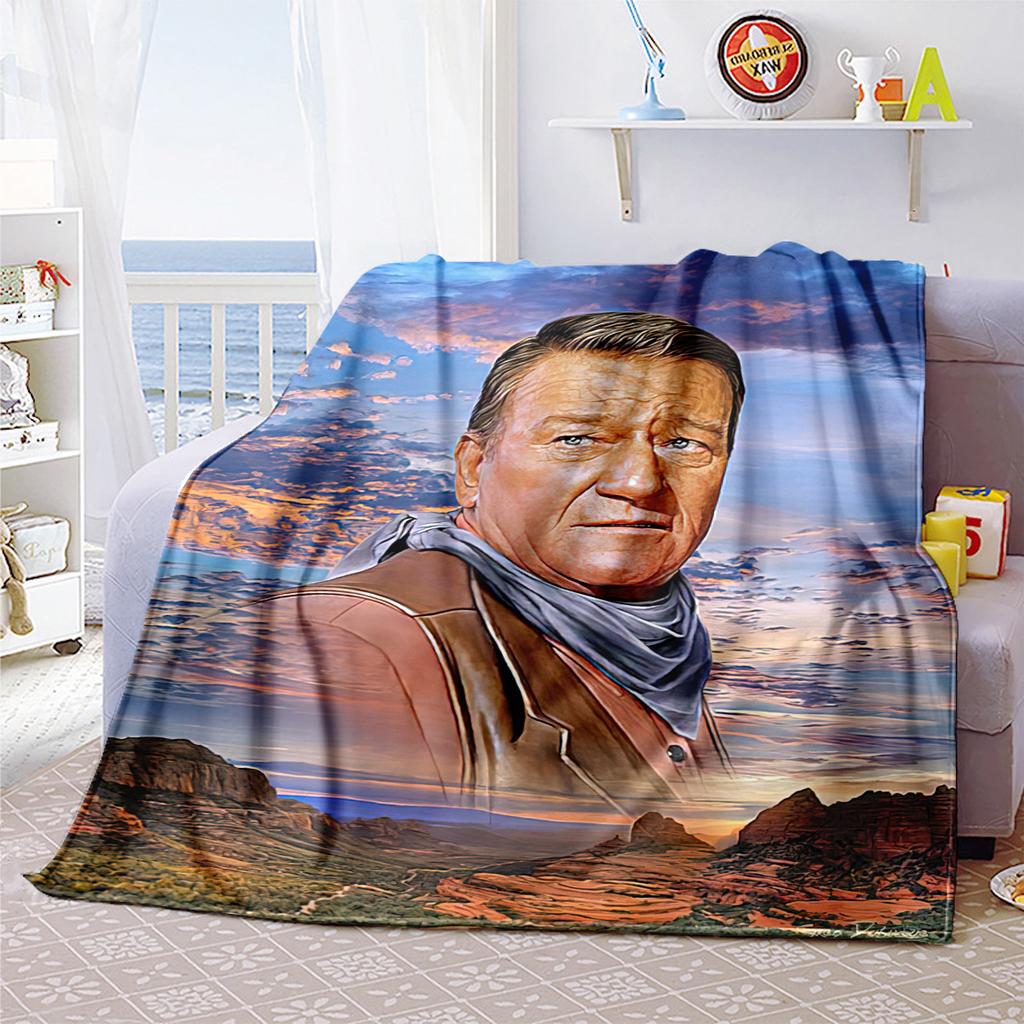 John Wayne Western Cowboy Blanket Soft Comfortable All Seasons Perfect Sofa Office Nap Travel Festive Gift