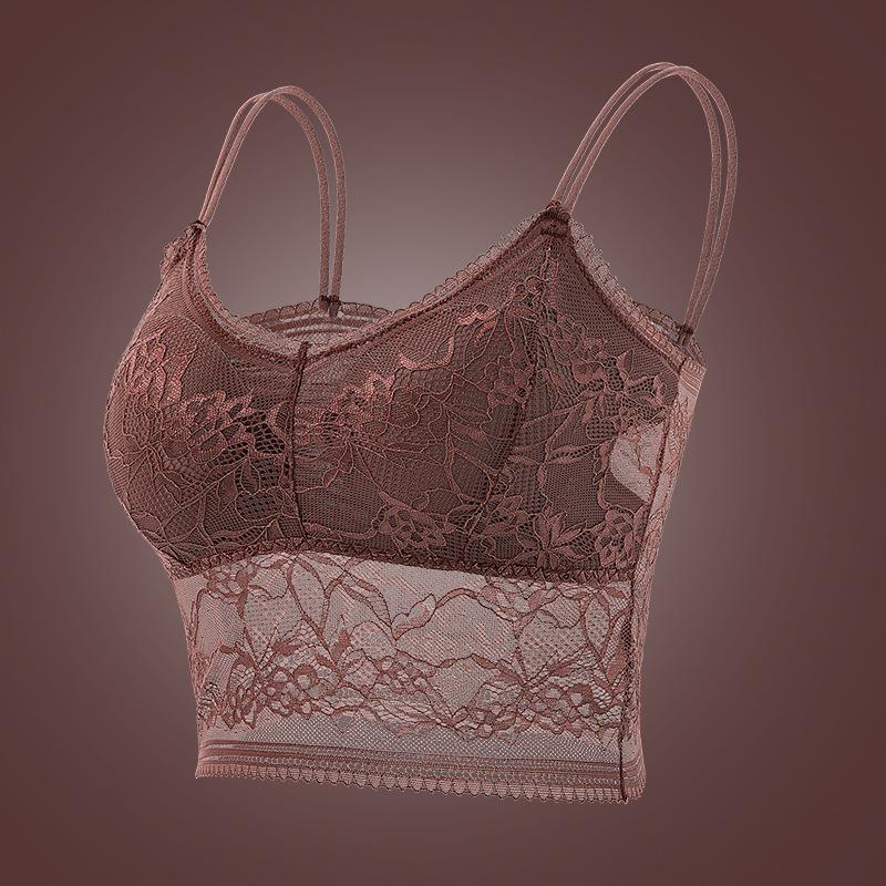 

Женский бюстгальтер большого размера с кружевной отделкой, без бретелек, тонкий и сексуальный XXL коричневый