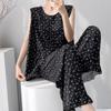 1011 new pajamas with chest pads women's summer sleeveless printing high-end loungewear anti-bumping cotton and silk suit thin