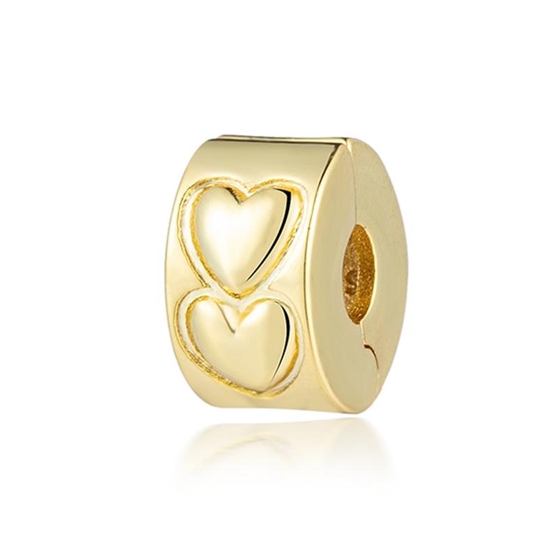 Sparking Gold Fixed Clip Charm Beads Pendant Fit Snakecopper Bracelet Necklace Beads For Diy Jewelry Women Gift