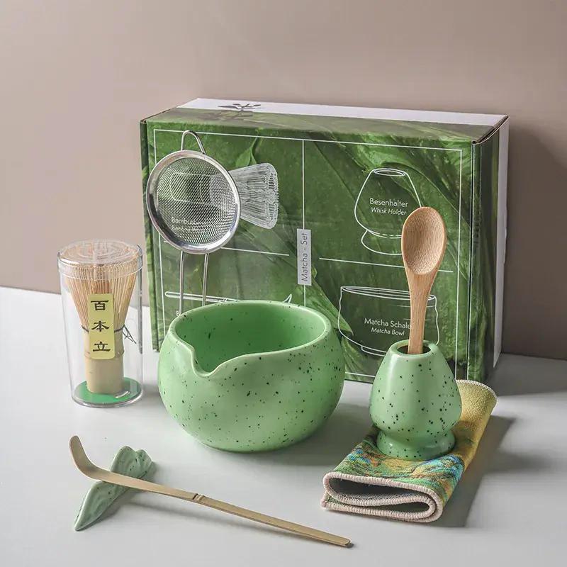 4/8PCS Handmade Home Easy Clean Matcha Tea Set Tool Stand Kit Bowl Whisk Scoop Gift Ceremony Traditional Japanese Accessories