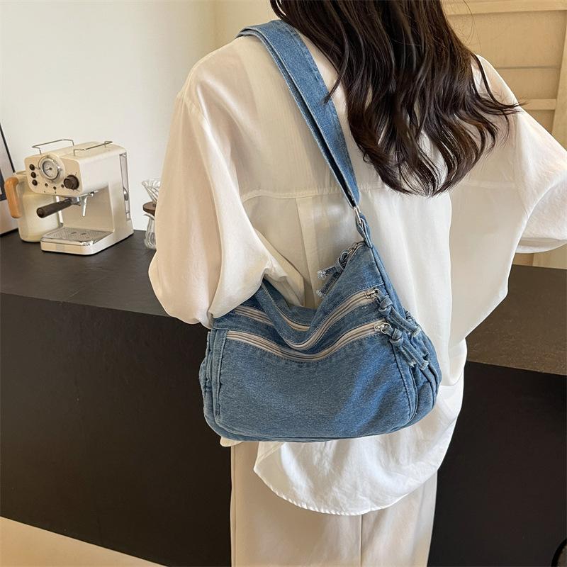 Denim Fashion Messenger Bag Women's New Summer Casual Versatile Tote Bag Large Capacity Large Bag