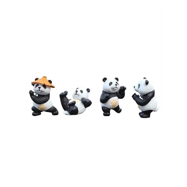 Juego de 4 adornos con diseño de panda para el coche, para la consola central del coche, para el escritorio de la oficina, decoración interior de coche pequeño