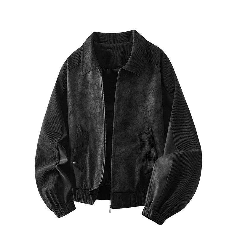 PU Leather Lapel Jacket, Spring and Autumn Style, Japanese Retro Workwear, Versatile, Loose and Casual