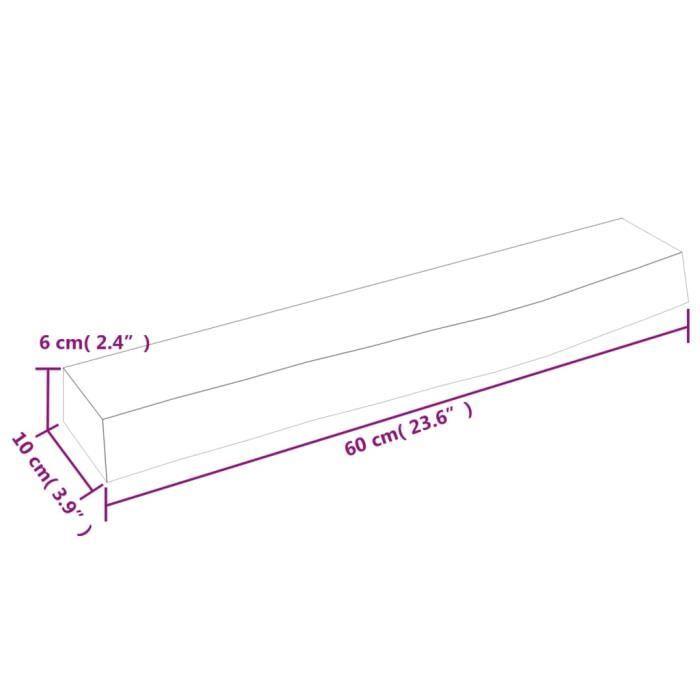 VidaXL Étagère murale marron clair 60x10x6 cm bois chêne massif traité 363640