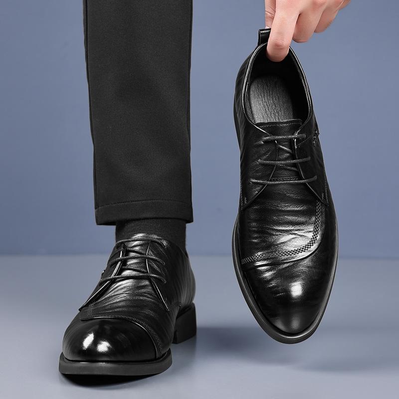 Fashion 2025 Spring Autumn New Designer Leather Shoes for Men Fashion Casual Solid Color British Korean Pointy Men's Dress Shoes